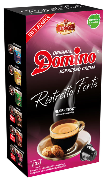 SUPER PROMO !!! -50 % A l'ACHAT DE 100 DOMINO - CAPSULES DE CAFÉ COMPATIBLES NESPRESSO®* - RISTRETTO FORTE - 10 PCS