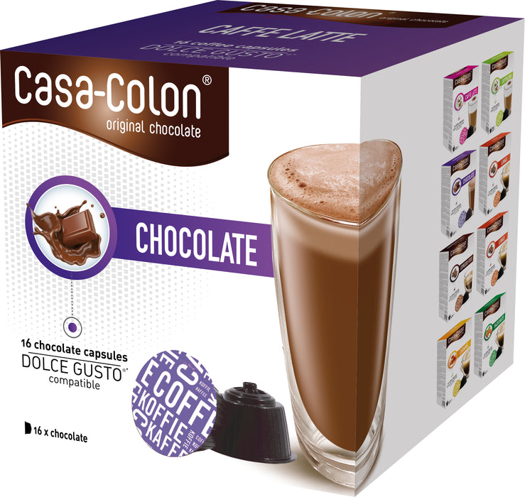 CASA COLON - DOLCE GUSTO®* COMPATIBLE COFFEE CAPSULES - HOT CHOCOLATE - 16 PCS