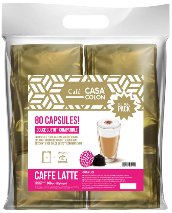CASA COLON - CAPSULES DE CAFÉ COMPATIBLES DOLCE GUSTO®* - CAFFE LATTE - 80 PCS
